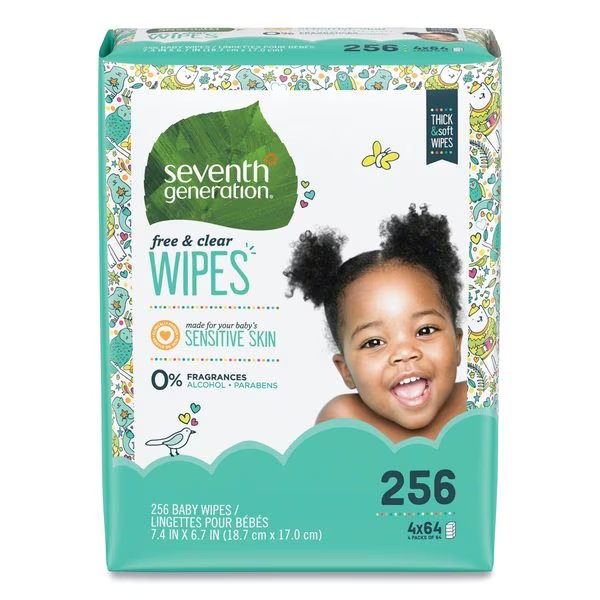 Free & Clear Baby Wipes, Refill, Unscented, White, 256/Pack, Seventh Generation, Mfr#: 34219